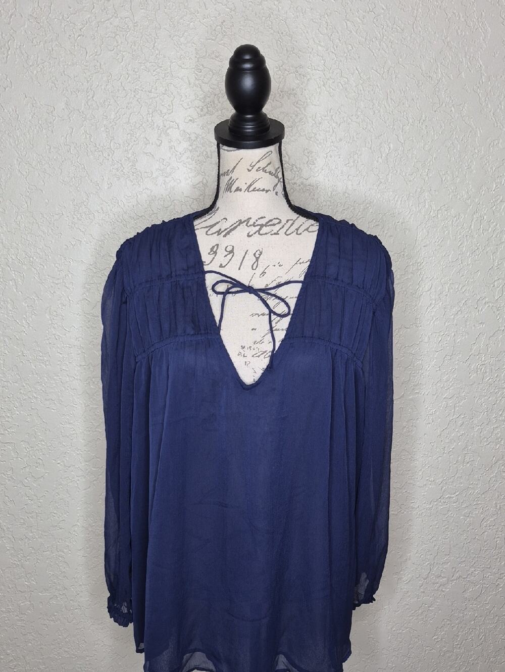 Old Navy Chiffon Long Sleeve Top Blue Size XXL